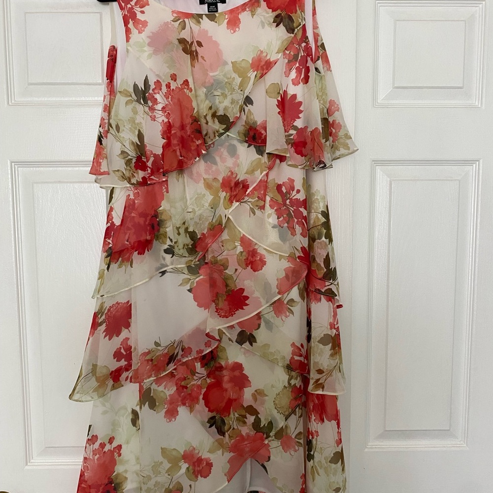 Tiered floral chiffon dress